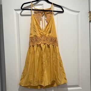 Yellow Lace Trim Romper